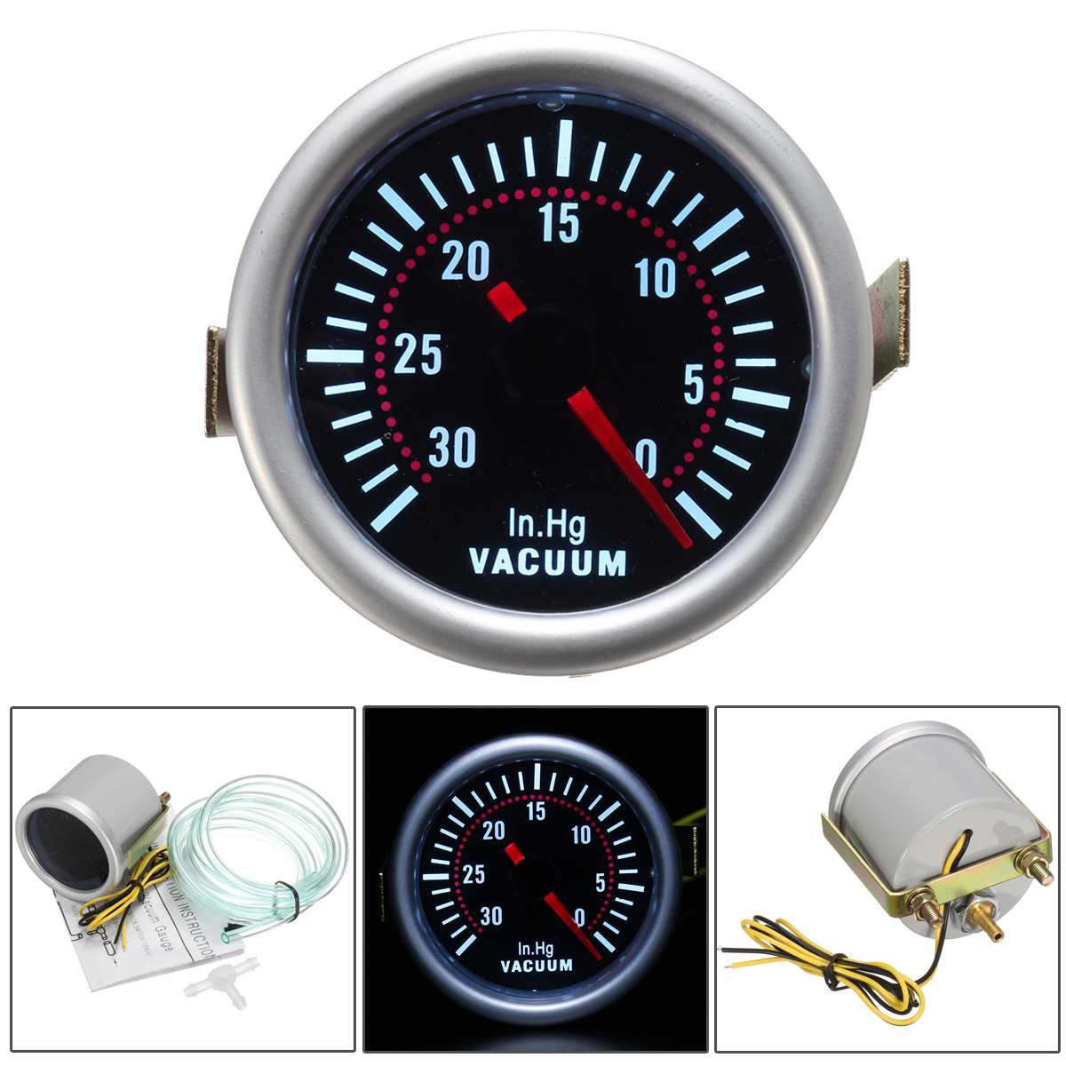 2 Inch 52 Mm Boost Vacuum Gauge Instrument 12V Auto Meter Digitale Led Display Rook Len Universele Auto Klokken meters Grijs