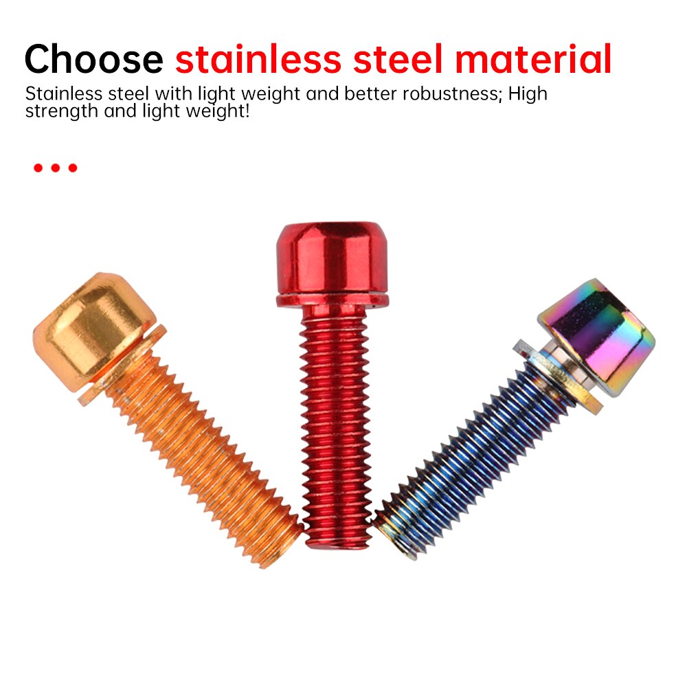 Mountain Bike Handlebar Screw Colorful Stainless Steel Screw Stem Riser Screws Bolts Cycling Accessories Bicycle Handlebar Screw