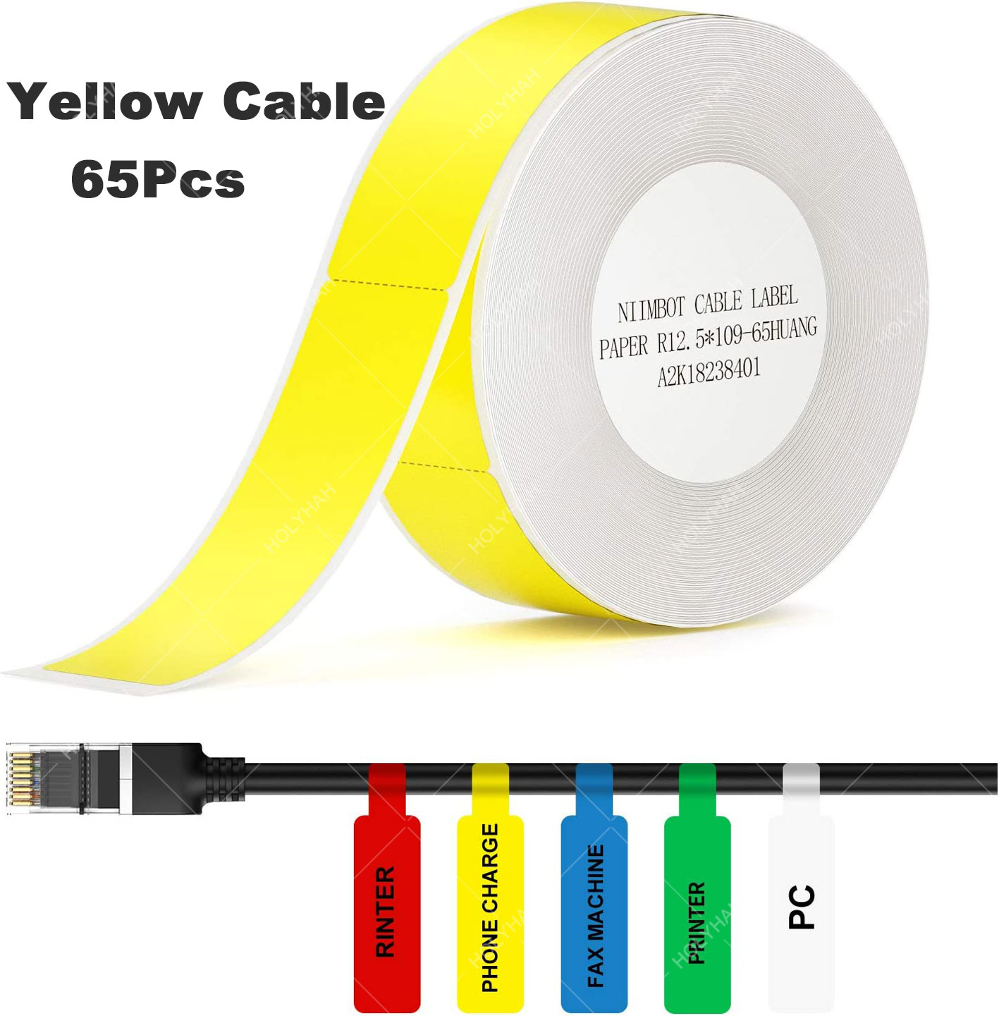 Niimbot D11 D110 D101 Mini Label printer paper Printing Label Waterproof Anti-Oil Price Tape Scratch-Resistant Label Sticker: Yellow Cable Label