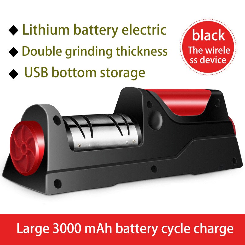 Multi-function Knife Sharpener Electric Household Fast Sharpener Automatic Knife Grinder Kitchen Knife Tools: Black