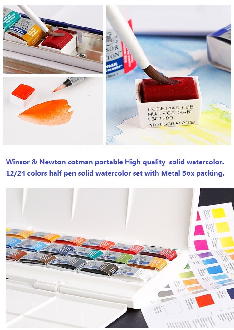 Winsor & Newton Cotman 8/12/24/36/45 Kleuren Half Pannen Effen Aquarel Verf Set pigment Kunst Levert