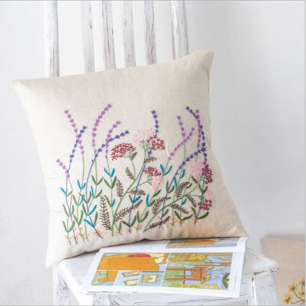 Broderi med pude lavendel og kamille europæisk broderi kit simpelt tredimensionelt broderi bånd kit broderi