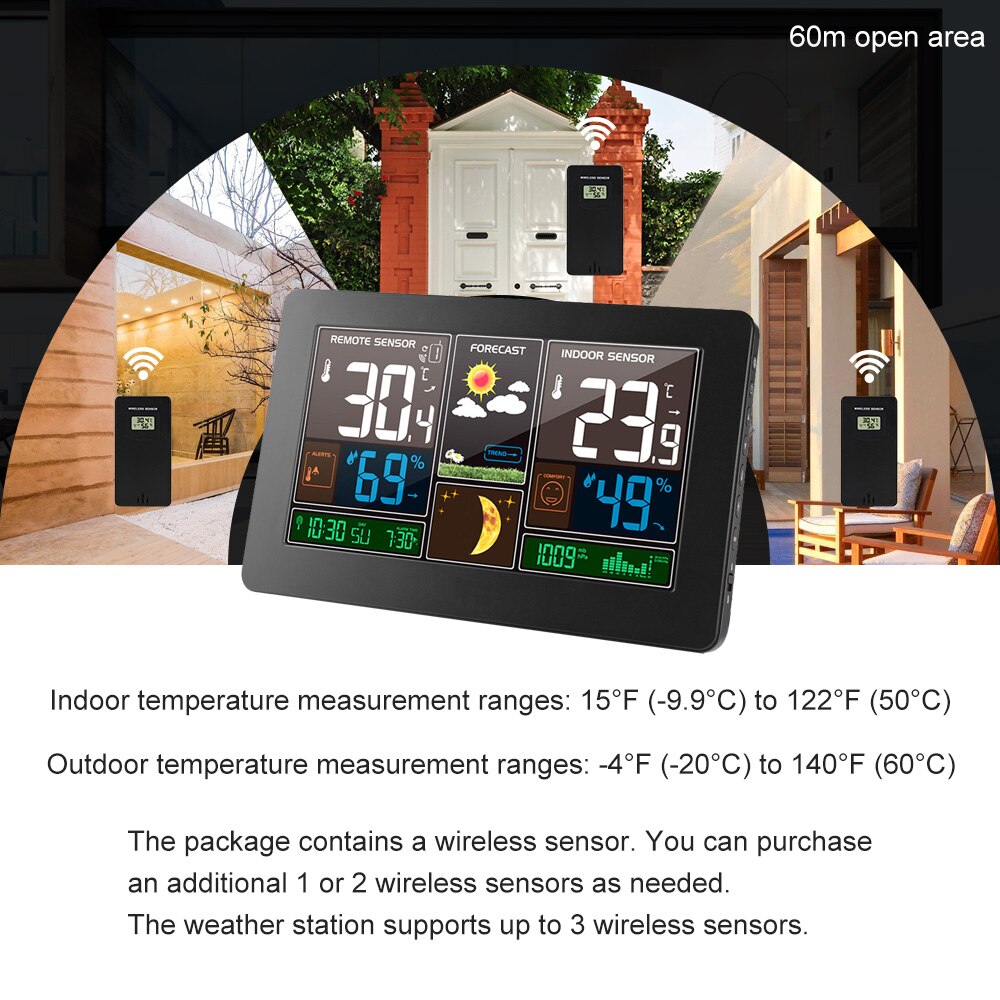 Digitale Weerstation Wireless Indoor Outdoor Sensor Thermometer Hygrometer Klok