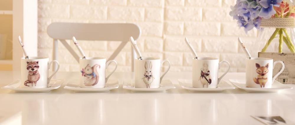 BN01037 European style Cute Animal coffee cup set 200ml good bone china coffee cup and saucer herbal tea cup set,indie hipster
