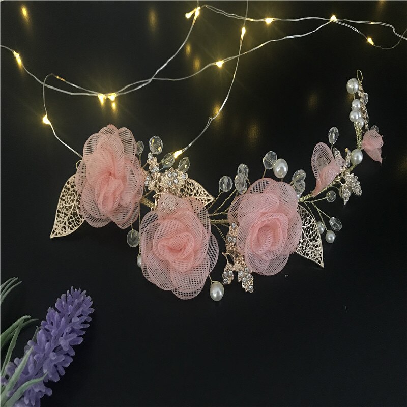 Diadema de flores azul Aqua hecha a mano, diadema de perlas para boda, diademas para desfile nupcial, accesorios para la cabeza para mujeres, Tiaras de joyería