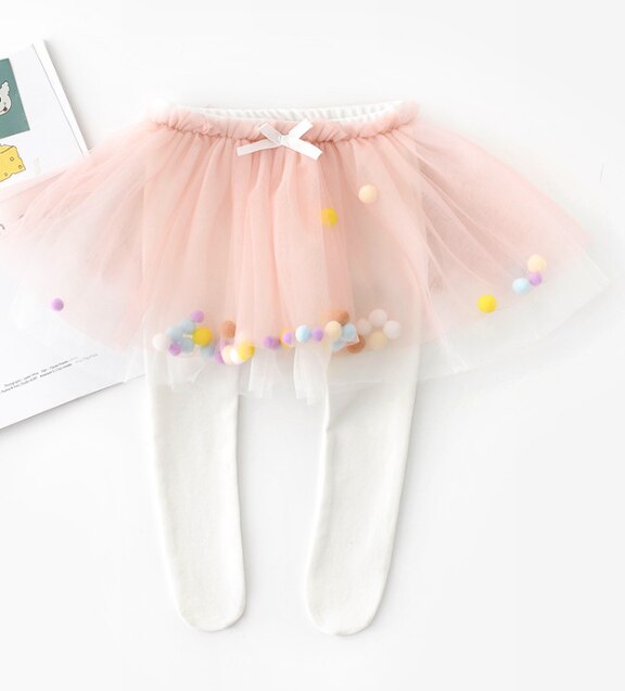 Baby mädchen nette bunte Ball Gittergewebe prinzessin pantskirt freundlicher baumwolle Felsen mit Gamaschen: Weiß pantskirt / 12M