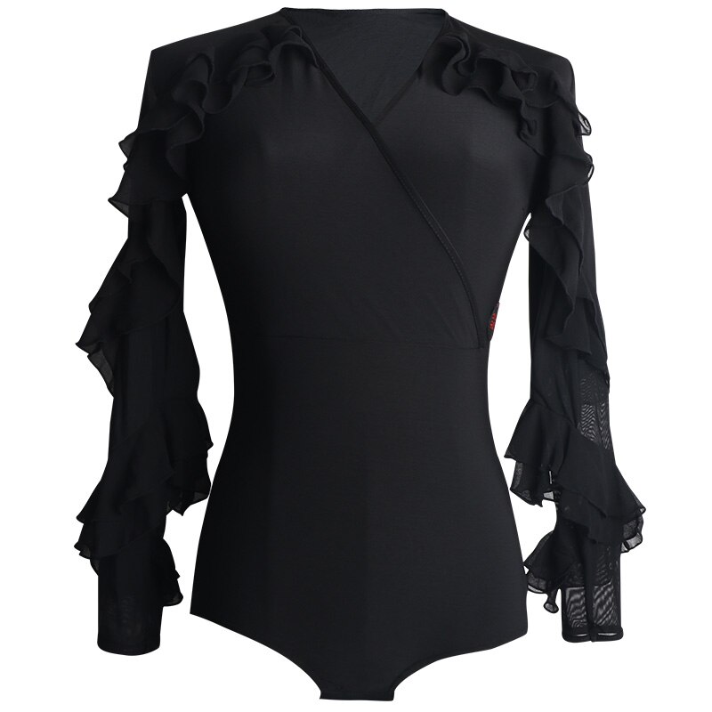 dance top black modern dance practice clothes V-neck female national standard dance Latin dance clothes popular