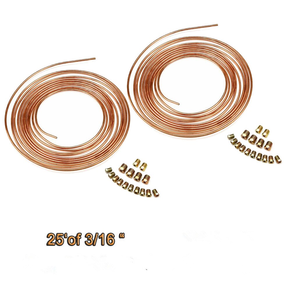 Nickel Brake line tubing 25Ft OD Tube With Fittings Oil pressure gauge