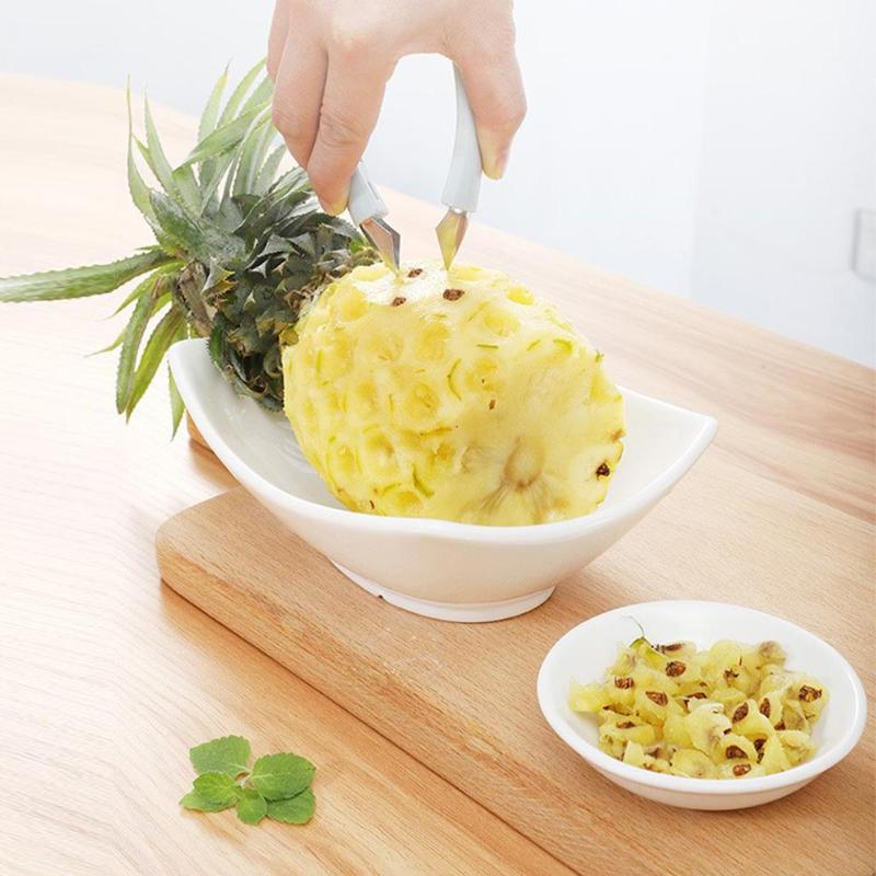 Pinzas de limpieza multifuncional para quitar semillas, pinzas para fruta, pelador de piña, cortador de patatas de acero inoxidable para Cocina