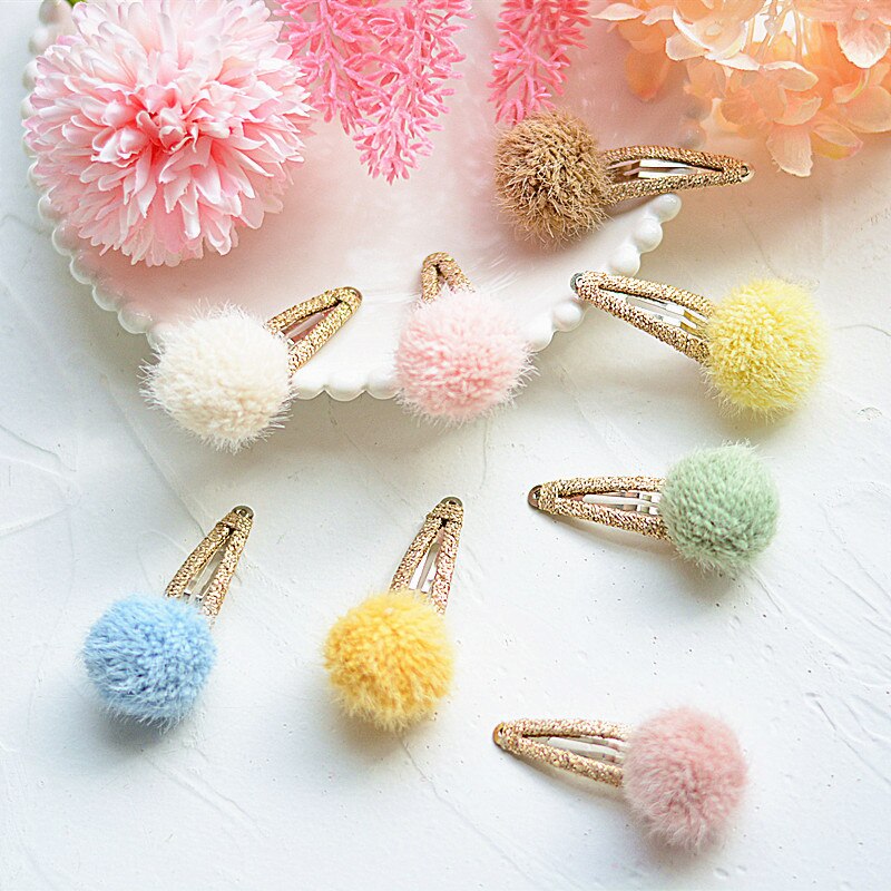 2 pçs meninas doce-colorido cabelo bola bb clipes lado hairpin acessórios para o cabelo franja clipe crianças barrettes bebê pequenas bandas de borracha