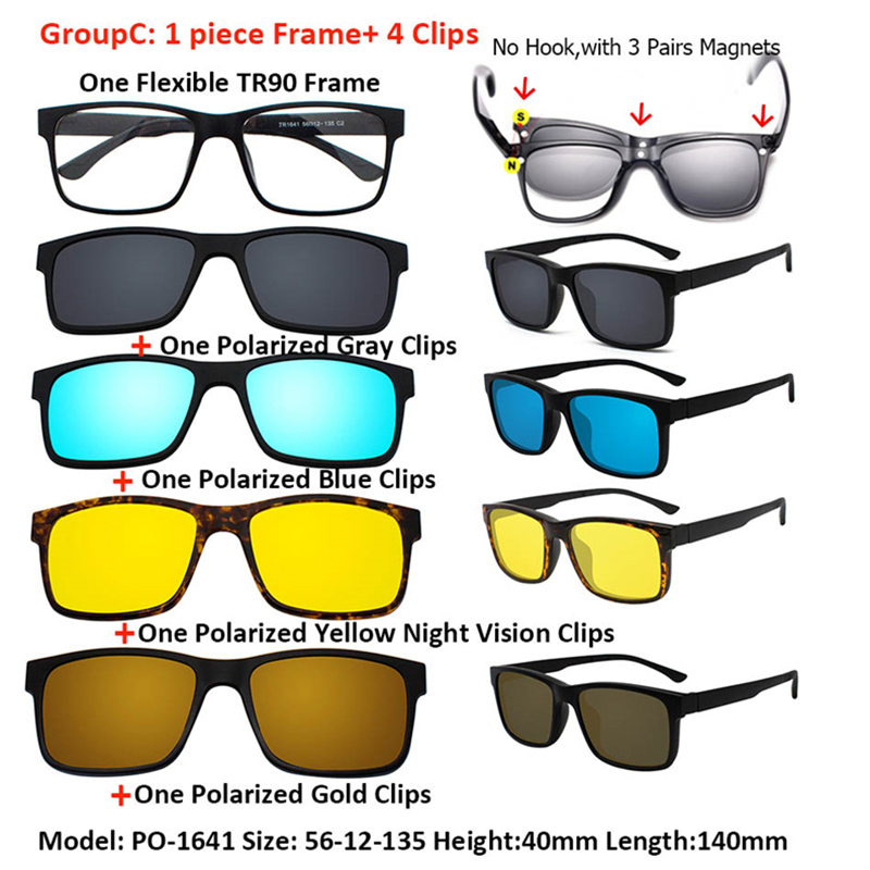 IVSTA 3 in 1 Clip Auf Sonnenbrille Männer Polarisierte Magnet Gläser Magnetische Clips Rezept Optischen Rahmen Spektakel Frauen Lesen: NO HOOK-1641-4PCS