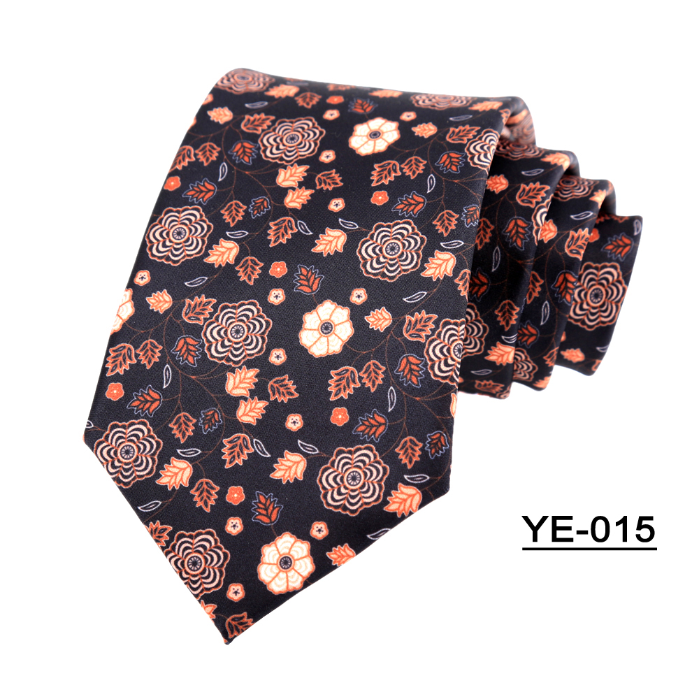 Corbata para hombre de 8CM, patrones de estampado, corbatas clásicas para hombre, novio, tacto manual, poliéster, Floral, accesorios de boda de negocios: Castaño