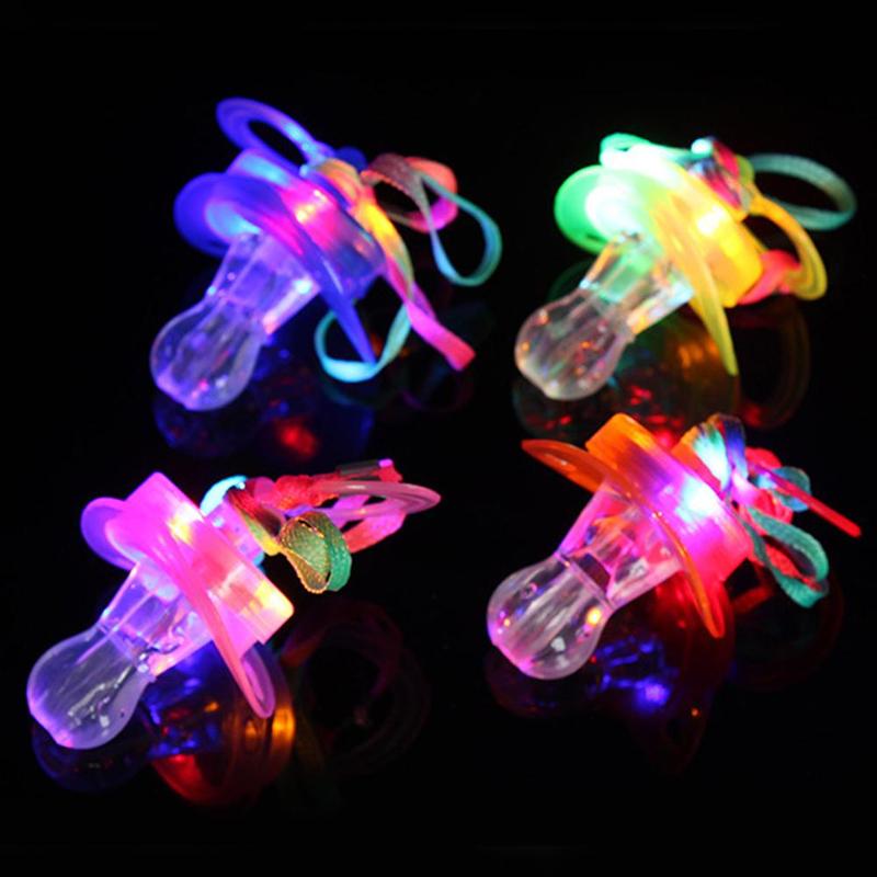 Cute Children Pacifier LED Light Flashing Whistle Colorful Necklaces Nipple Kids Toy for Christmas Bar Party Supplies Toy Random