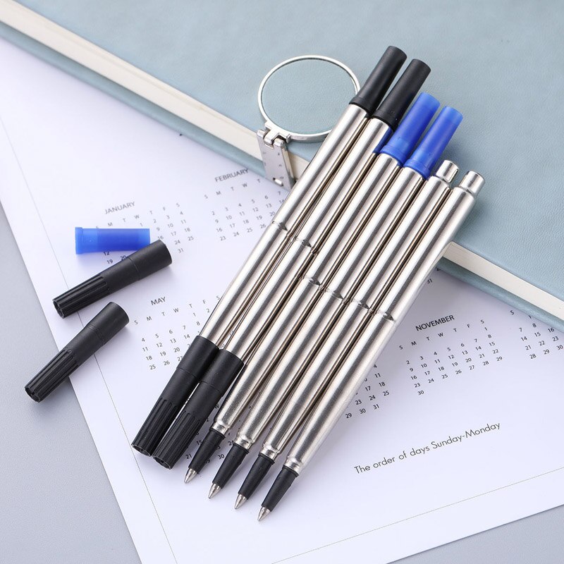 10Pc Rollerball Pen Refills Black Or Blue 0.5MM Stainless steel Stationery Office Supplies Ink Refills