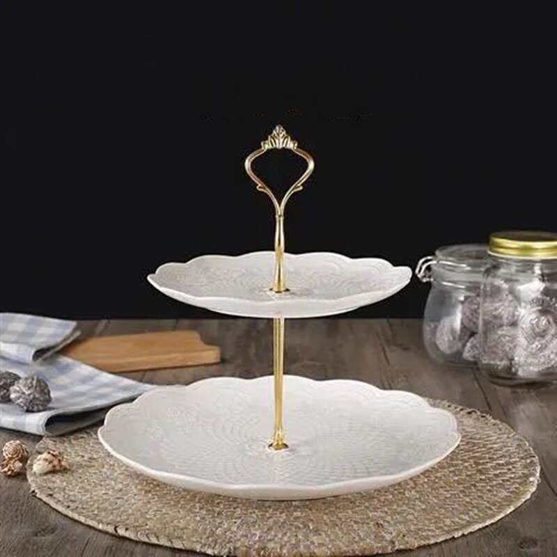 2 Tier Cake Stand Afternoon Tea Wedding Plates Party Tableware Bakeware Ceramic Plate Dessert Fruit Plate Decorating Tools