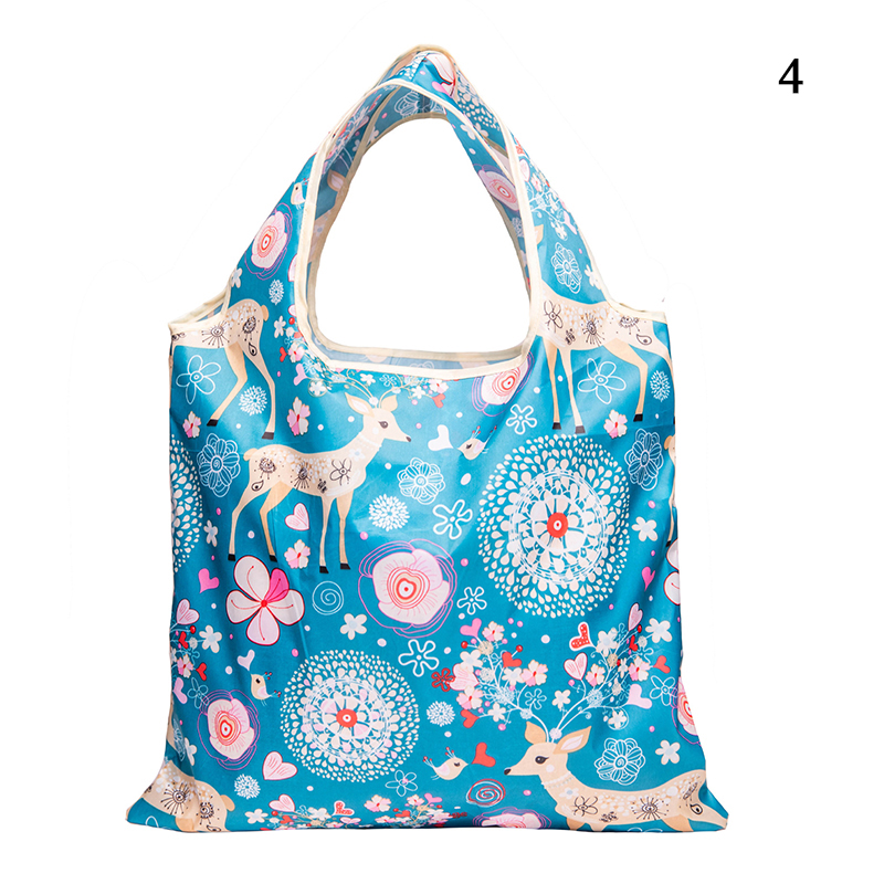 Printing Foldable Eco-Friendly Shopping Bag Tote Folding Pouch Handbags Convenient Large-capacity For Travel Grocery Bag: Chocolate