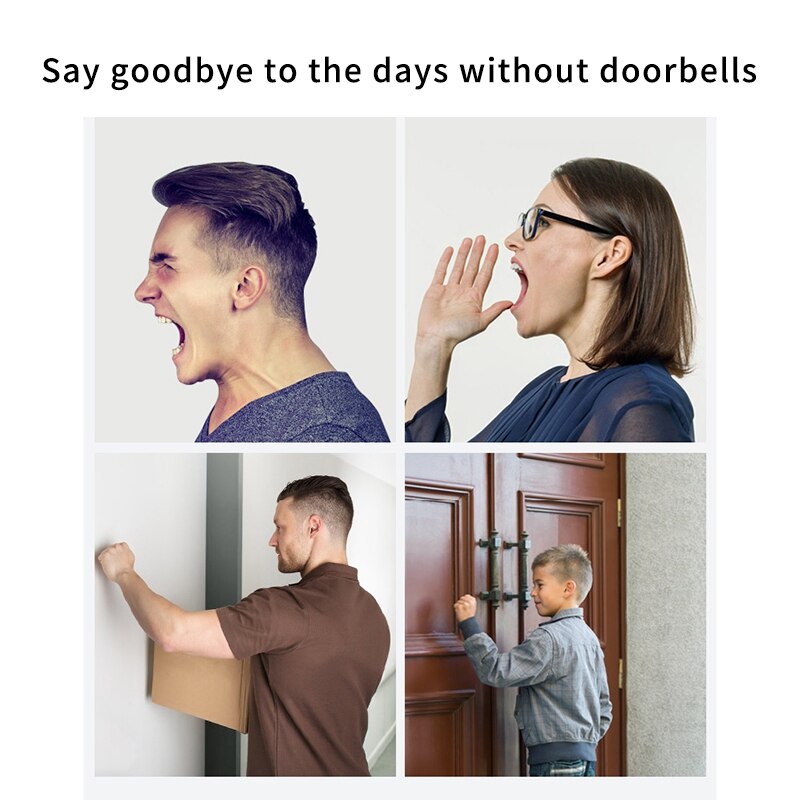 Wireless 43hz Doorbell Contact Button Home Security Welcome Smart Chimes Door Bell Alarm LED Light