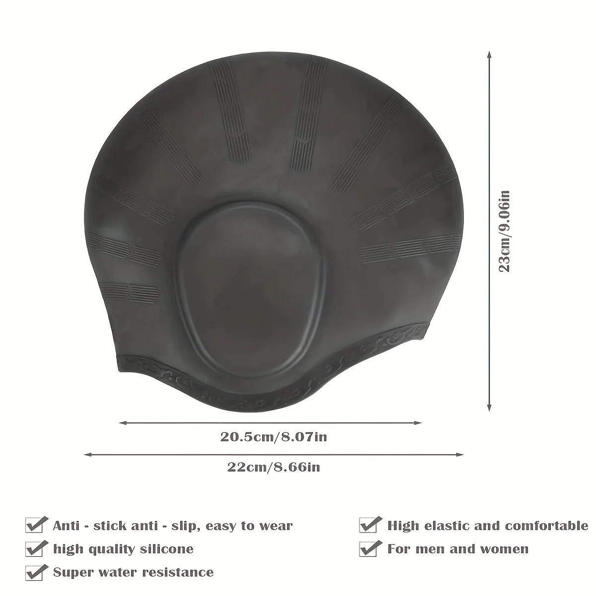 Duurzame Siliconen Badmuts Met Oorzakken Voor Volwassenen En Tieners-Beschermt Lang Haar En Zorgt Voor Een Hoge Elasticiteit