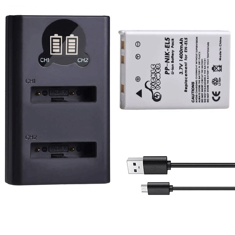 4 Pcs EN-EL5 ENEL5 Battery & LED Dual USB Charger for Nikon Coolpix P530 P520 P510 P100 P500 P5000 P5100 P6000 3700 4200 Camera.: Charger and 1Battery