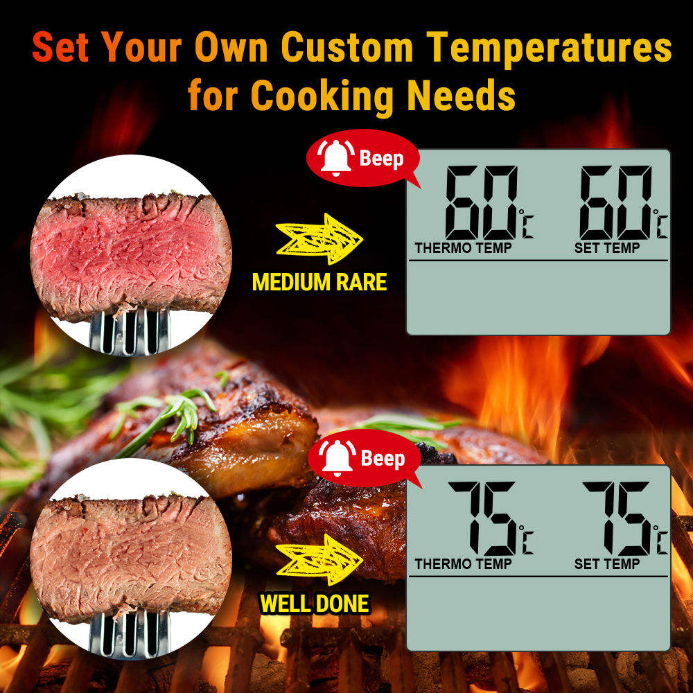 Original ThermoPro TP-16 Large LCD Digital Cooking Kitchen Food Meat Thermometer for BBQ Oven Grill Smoker Built-in Clock Timer