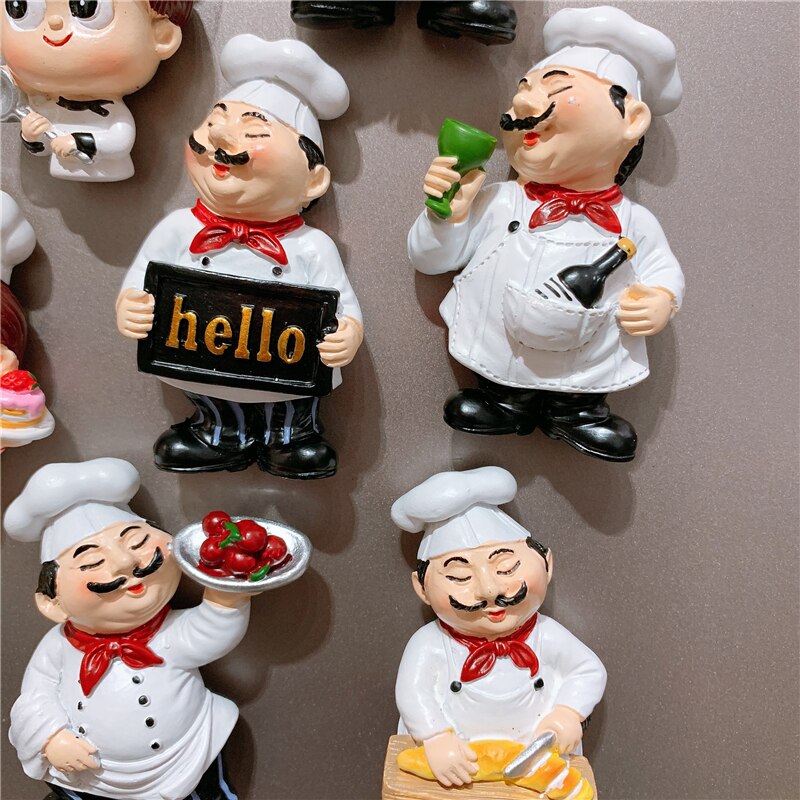 European-style chef chef boy girl bread fruit cartoon cute resin magnetic refrigerator sticker magnet