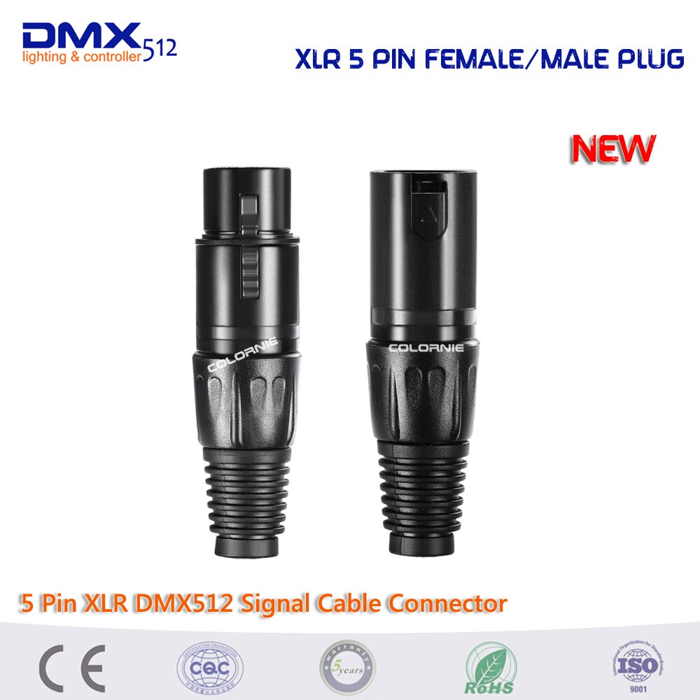 Conector XLR de 5 pines para iluminación de escenario, Cable de señal MX512, Conector de enchufe hembra y macho.