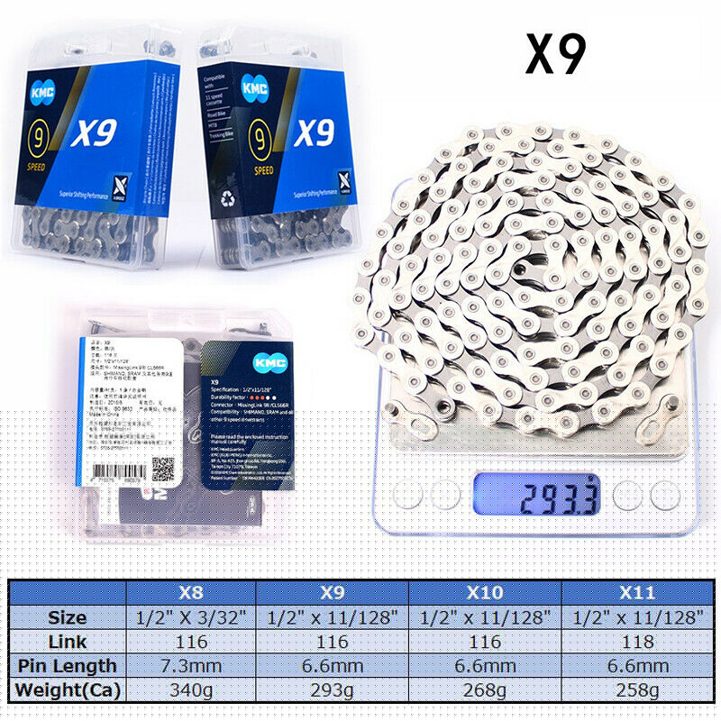KMC Bike Chain 8/9/10/11 speed Chain MTB Bike Cassette Chains 116/118 Links Bicycle Parts Fits Shimano SRAM