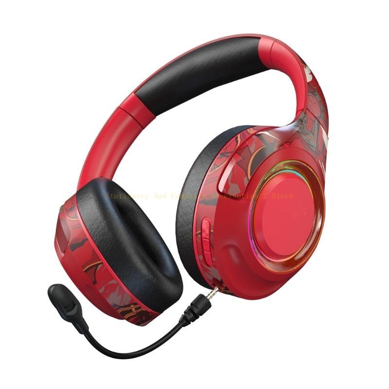 Wireless Gaming Headsets with Detachable Noise Cancelling Microphone Bluetooth-compatible Wireless Gaming Headphones: Red