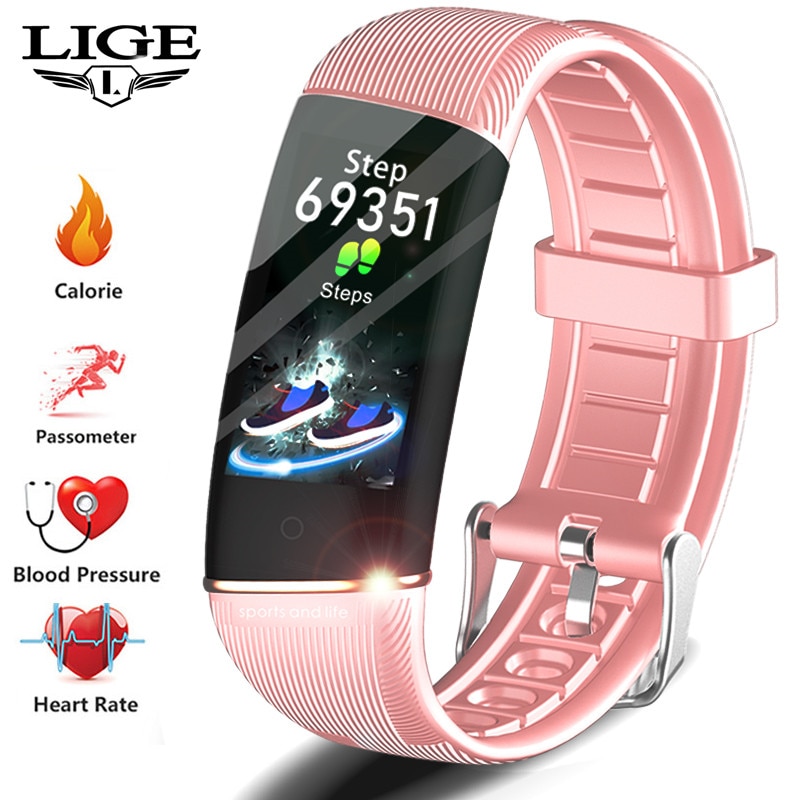 LIGE Inteligente Relógio Do Esporte Das Mulheres de Saúde Pressão Arterial Pulseira Monitor de Freqüência Cardíaca Inteligente Atividade Rastreador De Fitness Para O Casal Relógios