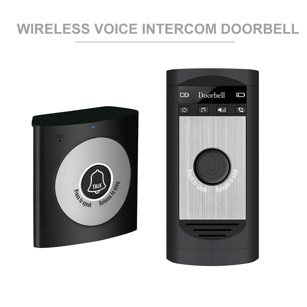 Wireless Voice Intercom Doorbell 2-Way Talk Monitor with 1*Outdoor Unit Button 1* Indoor Unit Receiver Smart Home Security