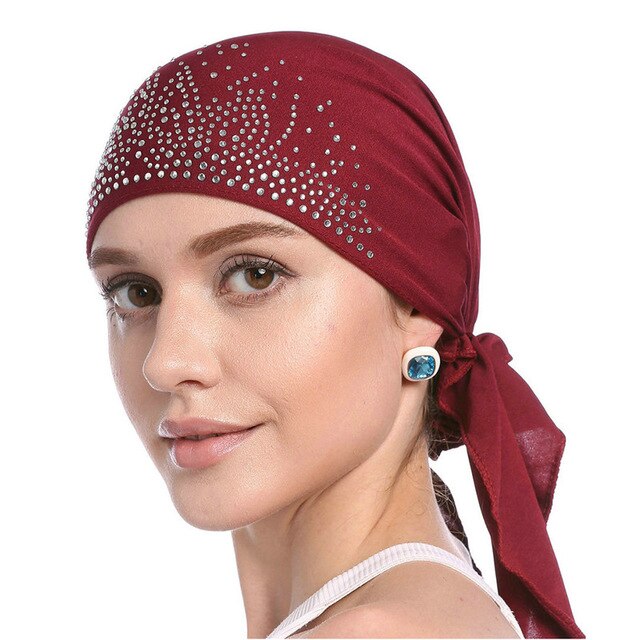 Moslim Hijab Tulband Cap Vrouwen Bloemenprint Kanker Chemo Caps Hoofd Sjaal Hoofddeksels Strech Zijdeachtige Durags Bandana: 2
