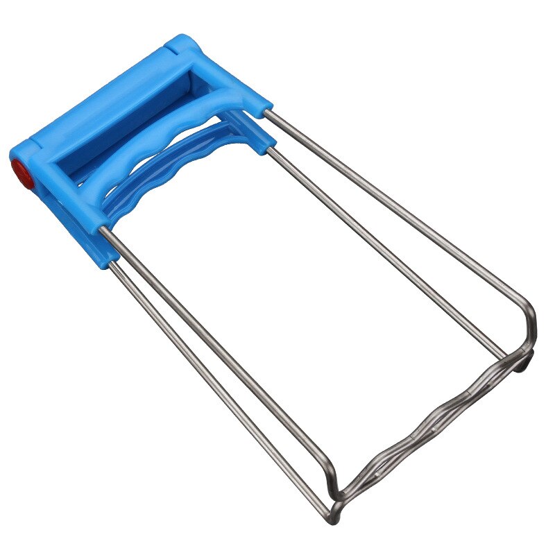 Tallerken clips tang rustfrit stål + pp håndtag køkken værktøj sammenfoldelig anti skål klemme til gryde griber: Blå