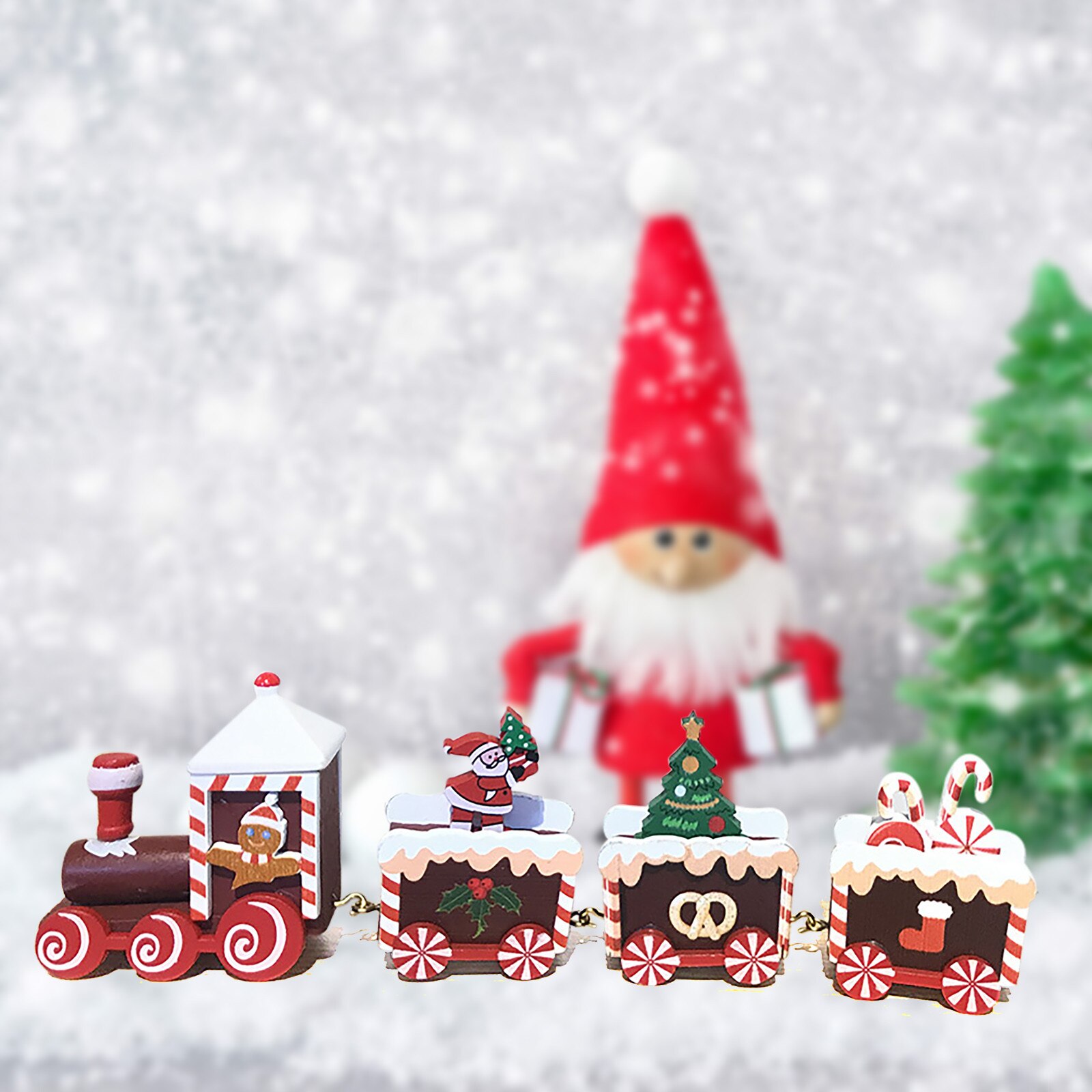 Kerst Vier Festival Trein Houten Trein Kerstcadeau Decoratie Ornamenten Xmas Trein Railway Trein Kids Model Speelgoed