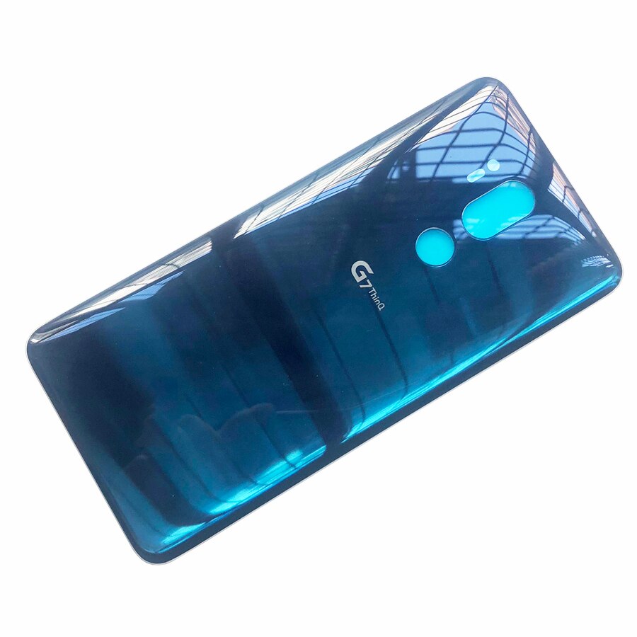 100% Originele Terug Behuizing Glas Rear Batterij Cover Voor Lg G7 G7 + Thinq G710 Achterpaneel Met Lijm Vervanging reparatie Onderdelen: G7   Blue