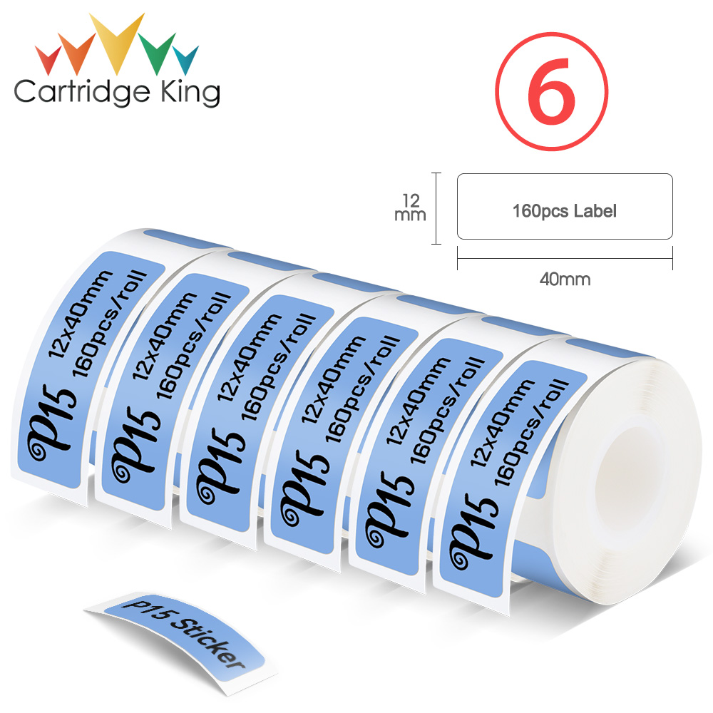 3~6PK White Label Tape for P15 Label Maker Thermal Printer Paper 12mmx40mm 160PCS/Roll Waterprood Adhesive DIY Printing Sticker: M