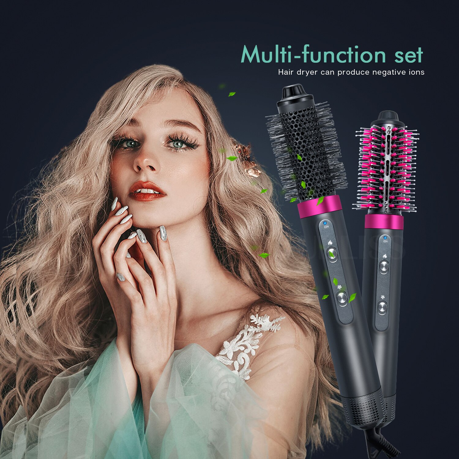 4 In 1 MultiFunctional Hair Dryer Comb Air Styler Comb Straightening Curling Iron Roll Styling Brush Hair Styling Tool