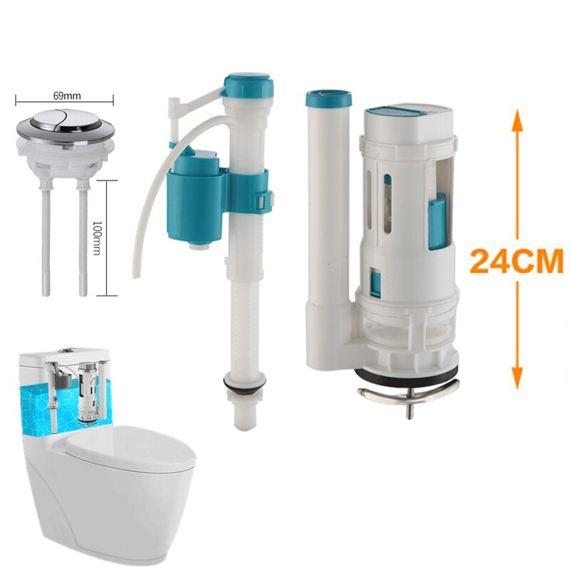 Toilet vandtank dobbelt skyl trykknap cistern sifonventil kits wc toilet: 24cm