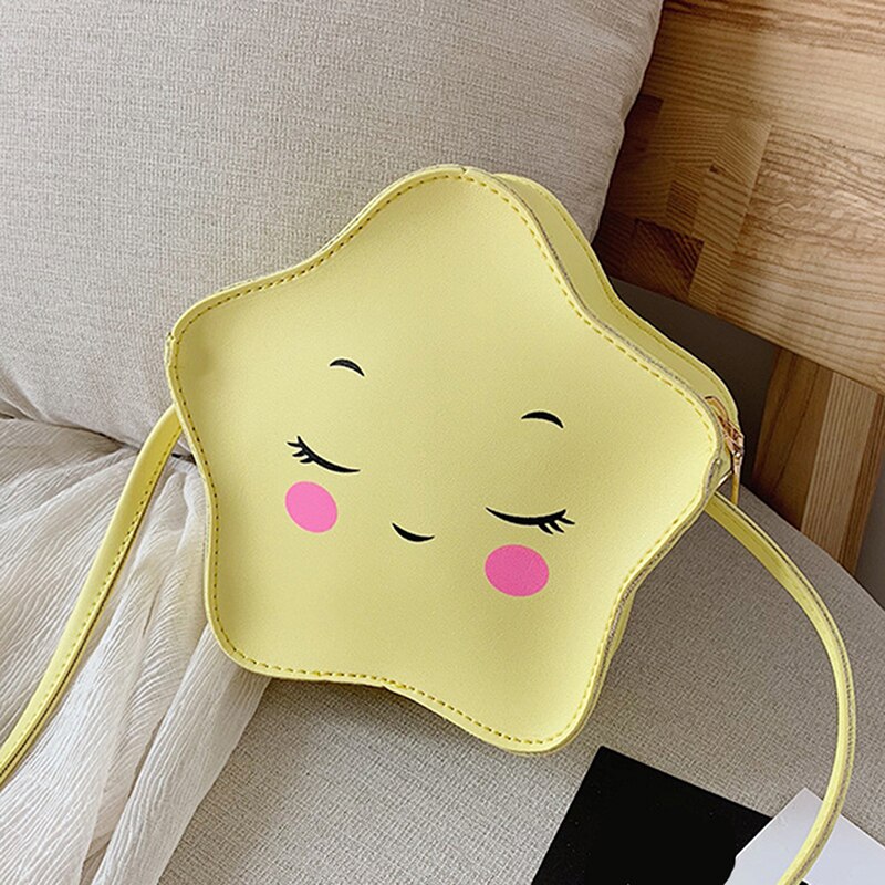 Pu leren mini crossbody tas met sterren voor meisjes, mooie kinderportemonnee, kleine schoudertas met rits en sterren messenger bag
