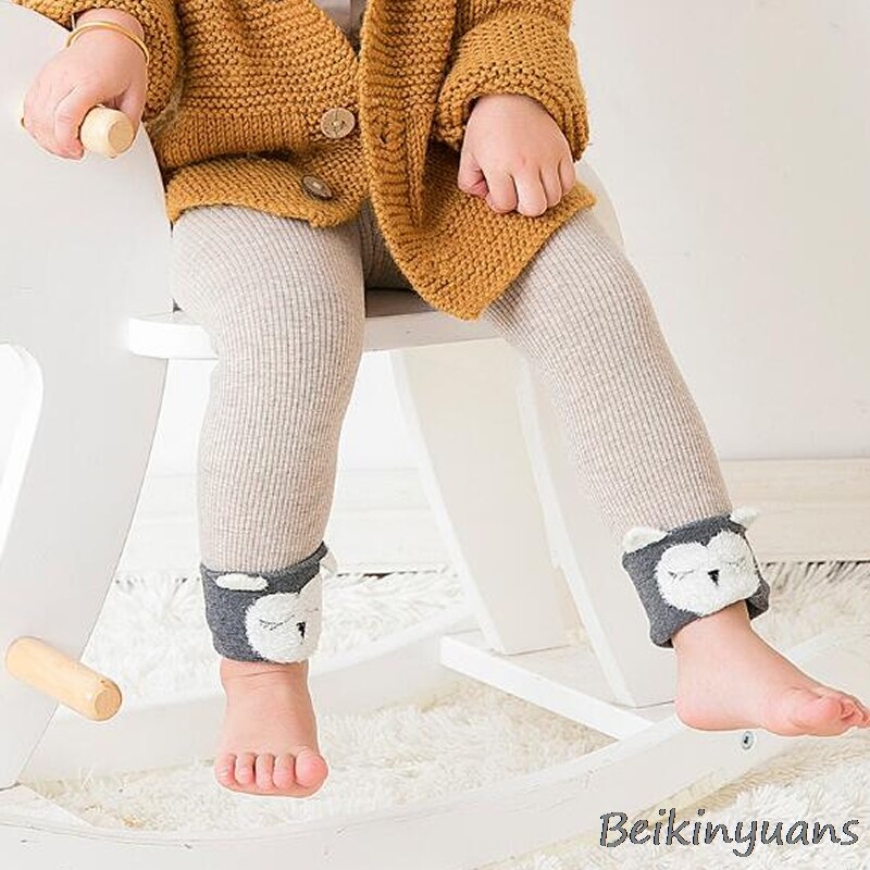Høst og vinter barn en pluss fløyel varm baby baby leggings dyrehode dreiet bomull barn ni bukser