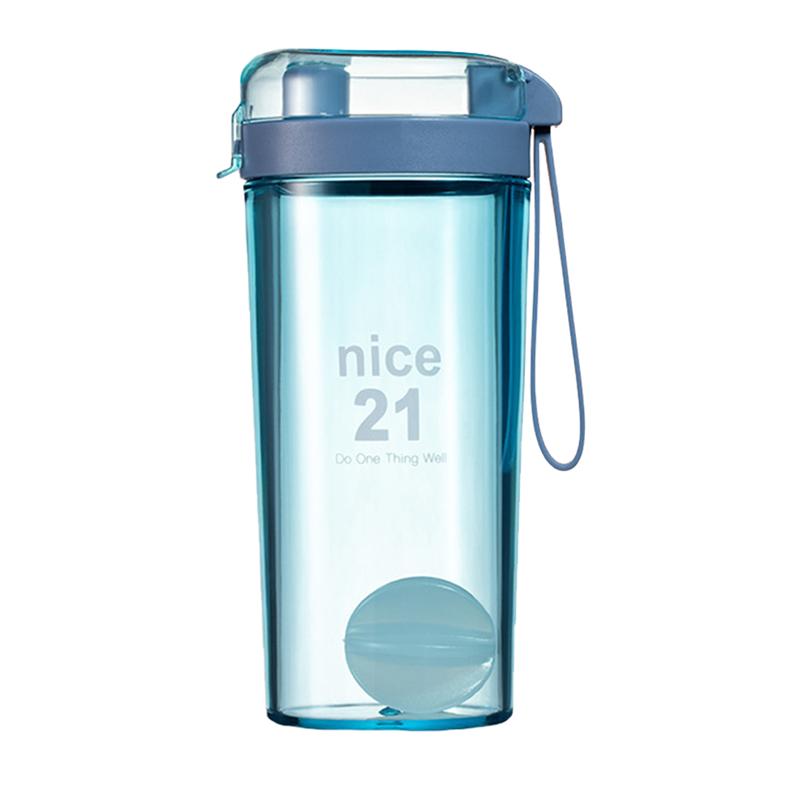 1pc shaker flessen draagbare duurzame nieuwe chique waterfles waterbeker: Blauw