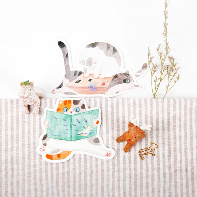 Postcard Hand-Painted Cat Shape Cat Backyard Cute Hand-Painted Graffiti Style Small Fresh Cute Animal Shaped Card