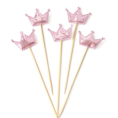 5 stk/pose fargerik stjerne hjerte krone gratulerer med dagen kake topper cupcake topper barn favoriserer bryllupsfest rekvisita hjemmedekorasjon: Rosa krone