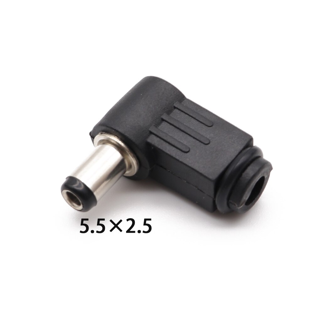 5Pcs Black 2.1mm x 5.5mm 2.5mm x 5.5mm DC Power Male Plug Jack Adapter 90 Degree Male 5.5*2.1 5.5*2.5 mm DC Power Plug Connector: 5.5X2.5