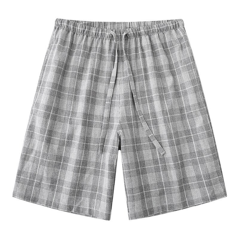 Summer Men's 100% Cotton Male Boxers Pajama Short Trousers Casual Plaid Underwear Pajama Shorts Home Sleepwear Sleep Bottoms