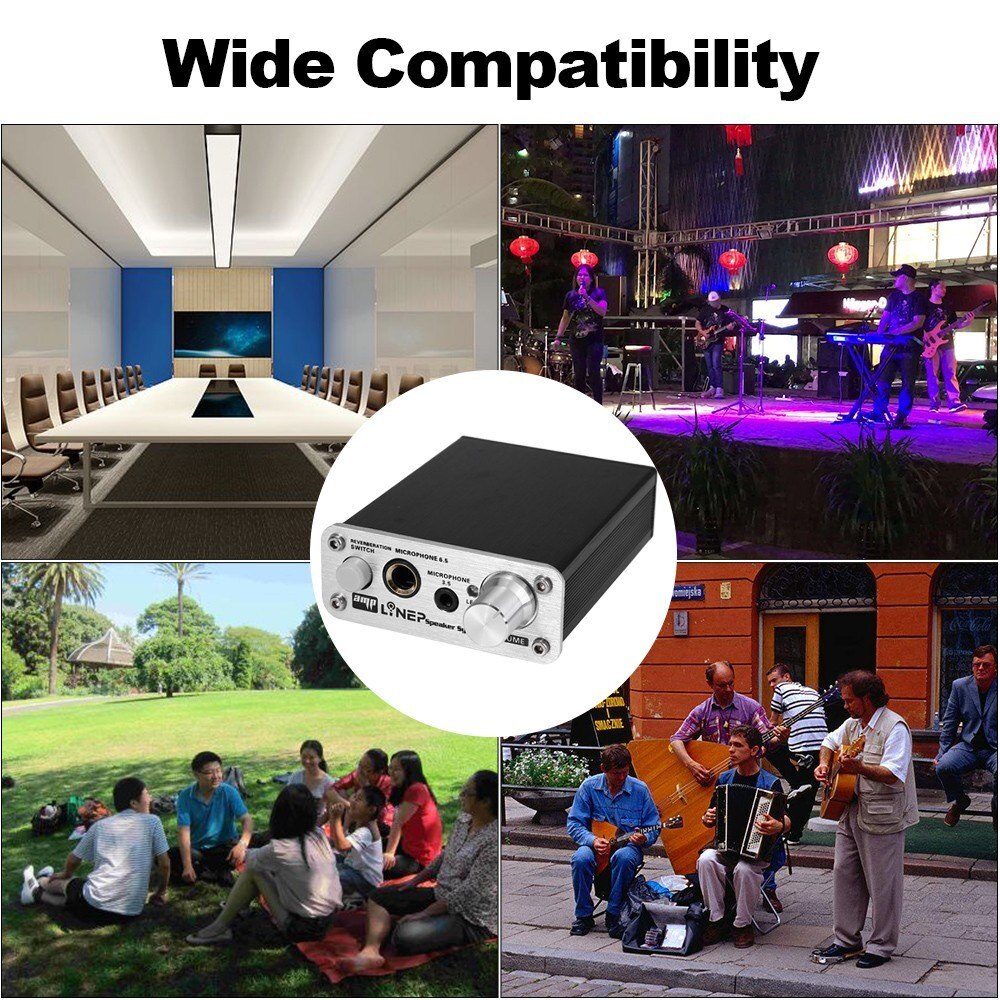 A907 Microphone Sound Amplifier Mini Mic Audio Amplifier Mic Reverberation 2 Channel for Karaoke Dynamic Microphone