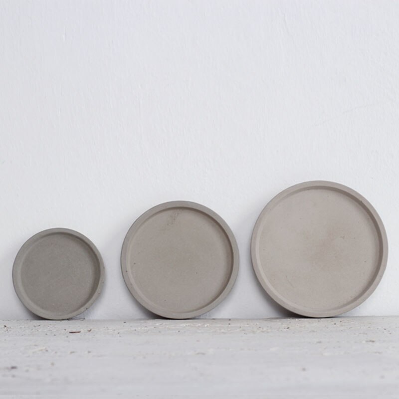 Beton rund bakke form rund base form smykker opbevaringsbakke diy ler epoxy cement bakke silikone form