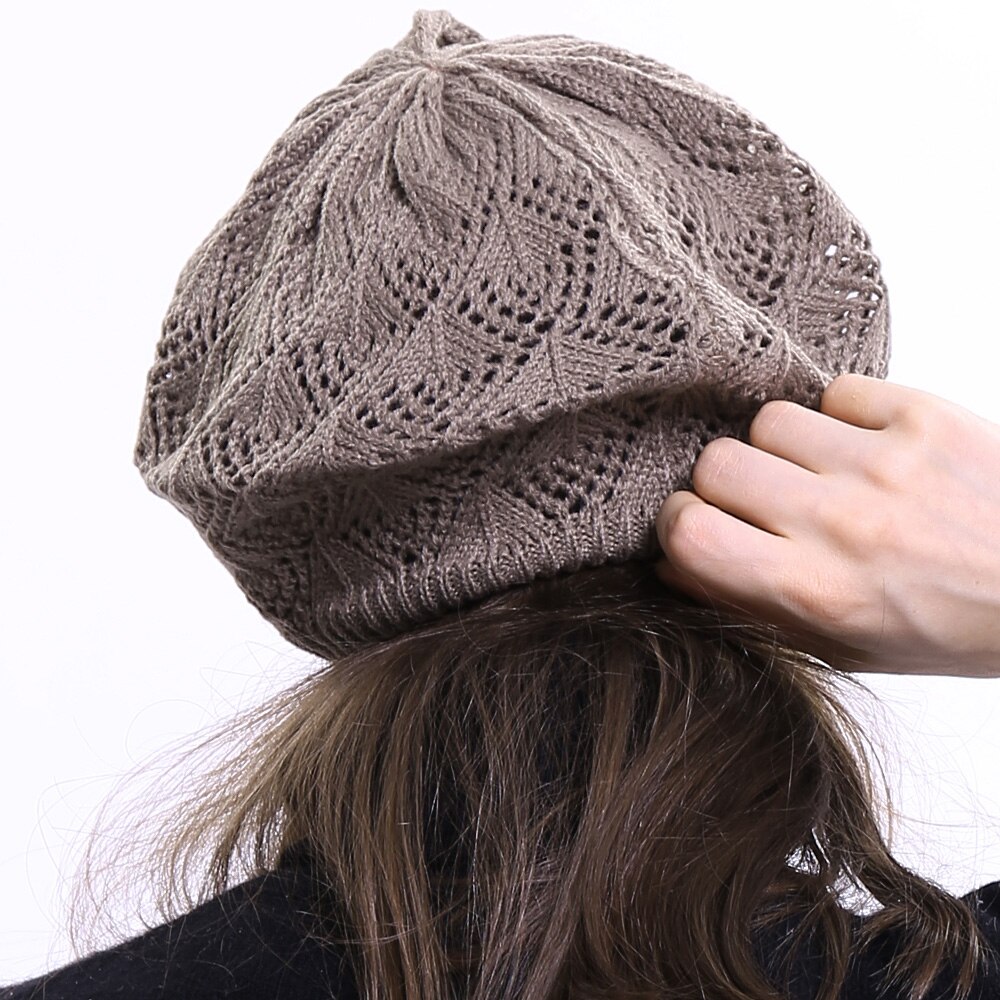 Geebro vrouwen Effen Kleur Gebreide Baret Hoed Lente Casual Dunne Acryl Baretten voor Vrouwen Dames Franse Kunstenaar Beanie Baret hoeden