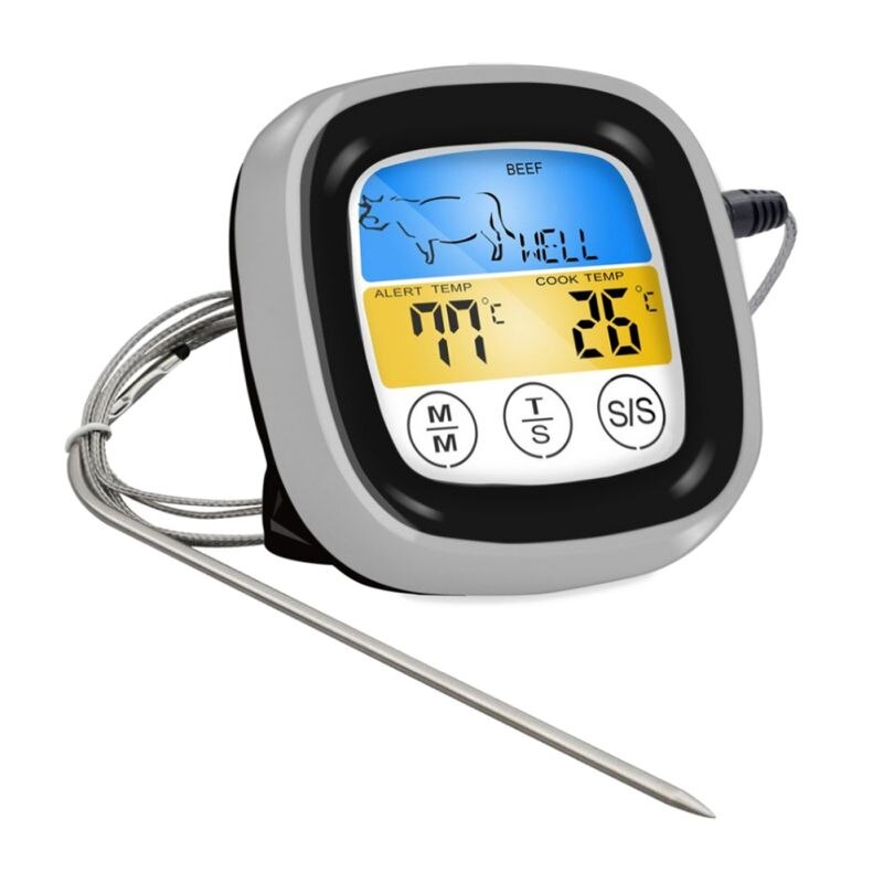 Digital BBQ Meat Thermometer Grill Kitchen Oven Thermomet With Timer Stainless Steel Probe Cooking Barbecue Thermometer: Default Title