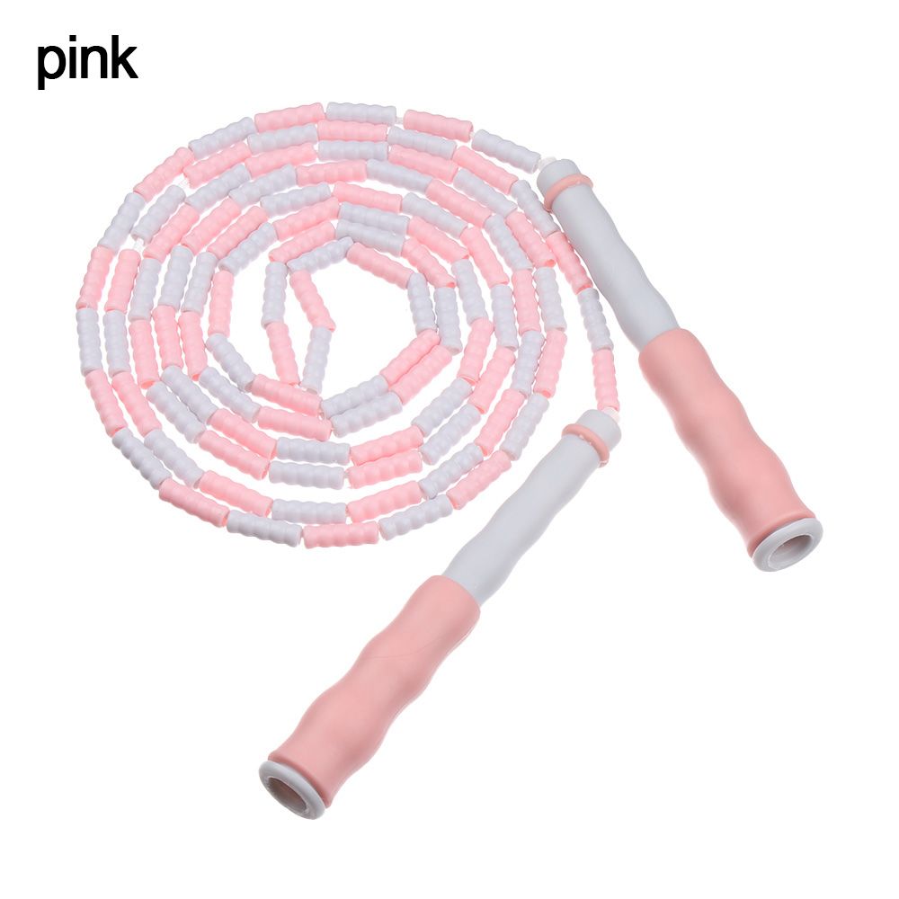 Adjustable Body Building Gym PVC Tangle-Free Fitness Equipment Weight Loss Beaded Jump Rope Bamboo Jumping Rope: pink
