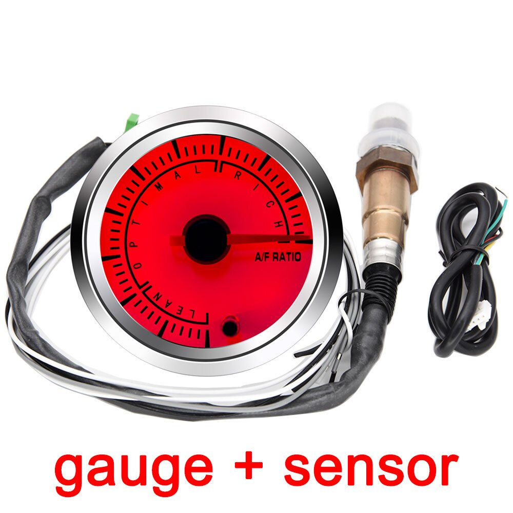 Vehicle Meter AFR 12V Automobile Car Gauge 2" 52mm Air Fuel Ratio Gauge Kit Racing Cars Air-fuel Ratio Meter 7 Color backlight: Gauge and sensor